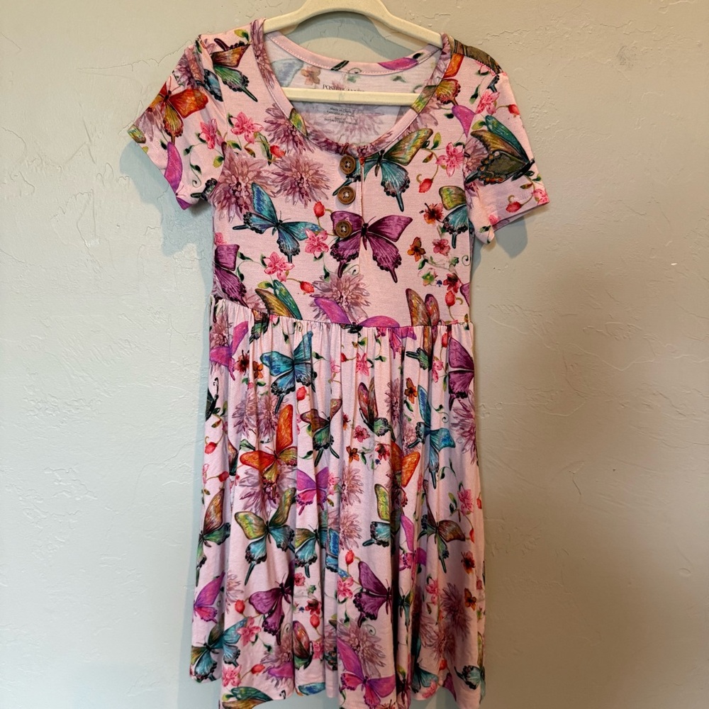 Posh Peanut Watercolor Butterly 4T Twirl Dress, GUC